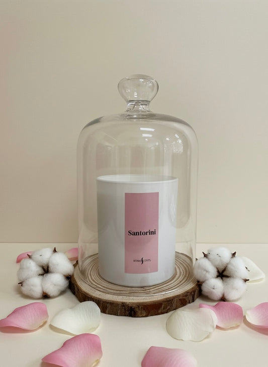 Vela Santorini - Rosa y Flor de Algodón